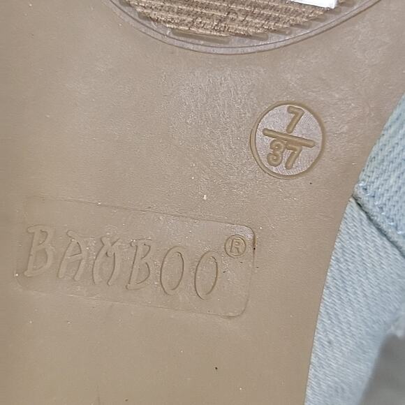 Bamboo Cure Light Wash Denim Ankle Peep Toe Booties Womens Size 7 NEW - Picture 10 of 13